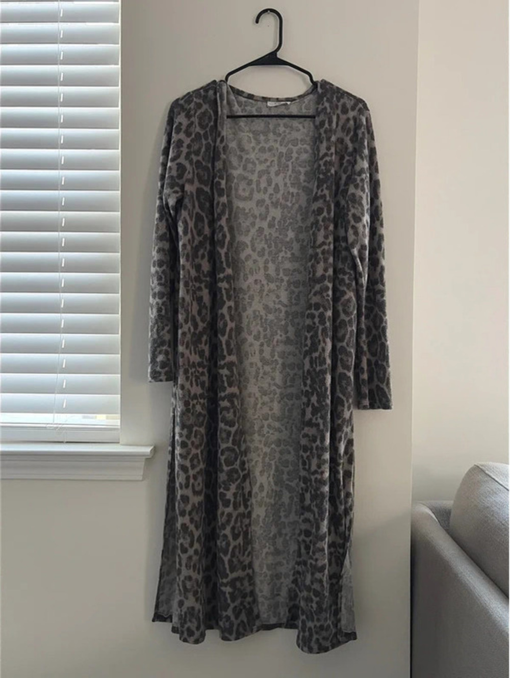 Soft leopard long cardigan
